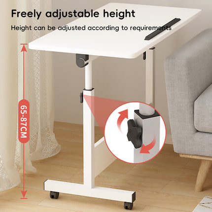 Moveable Foldable Table with Wheels Adjustable Height Space Saving Home Bedroom