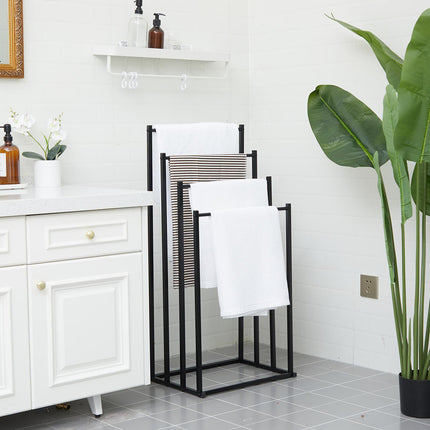 4 Bar Metal Vertical Towel Storage Rack 44x30x96cm Durable for Bathroom Bedroom