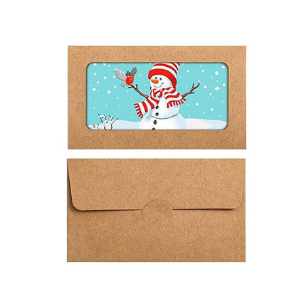 100PCS Small Kraft Paper Envelopes With Clear Window Self Seal Card Mailers