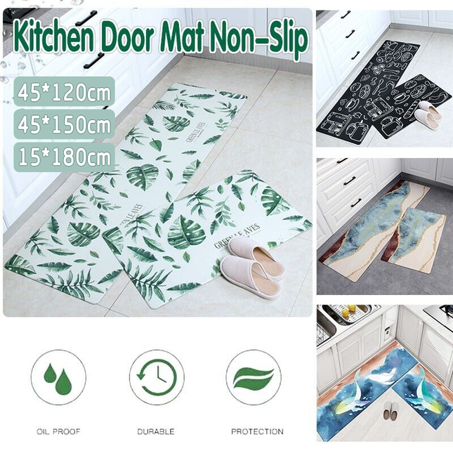 45*120cm Kitchen Door Mat Non-Slip Waterproof PVC Floor Rug Carpet Anti-Oil Easy Clean