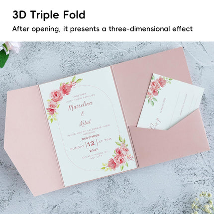 20PCS 3D Tri-Fold Holiday Wedding Invitation Envelope Greeting Cards Aesthetic