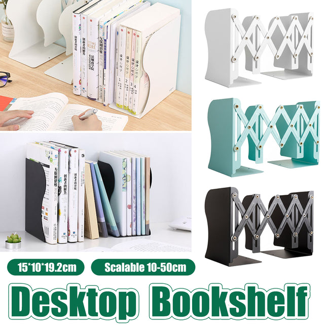 Extendable Metal Desktop Book Storage Rack Bookshelf Space Saving Adjustable