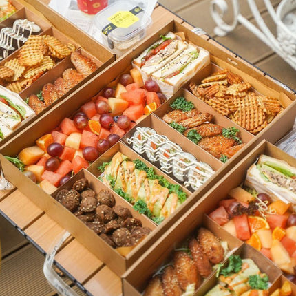 10PCS Kraft Paper Catering Box with Window Disposable Bento Style Packaging