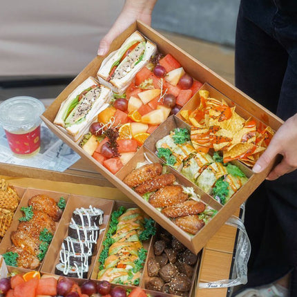 10PCS Kraft Paper Catering Box with Window Disposable Bento Style Packaging