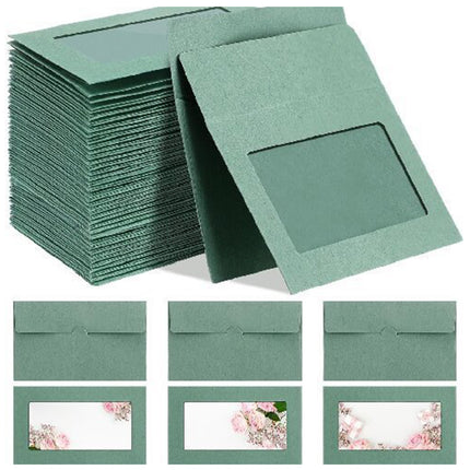 100PCS Small Kraft Paper Envelopes With Clear Window Self Seal Card Mailers
