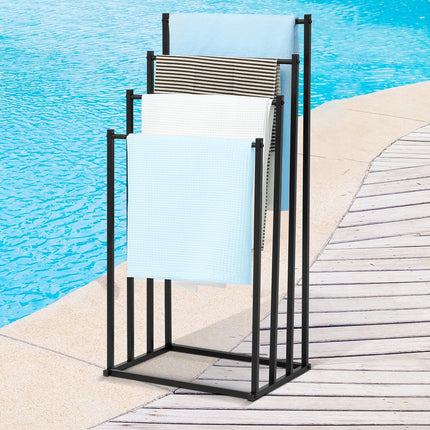 4 Bar Metal Vertical Towel Storage Rack 44x30x96cm Durable for Bathroom Bedroom