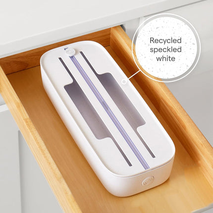 Kitchen Plastic Wrap Cutter Cling Film Dispenser Box ABS White 38.5 x 15 x 7cm