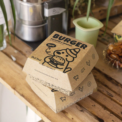 Kraft Burger Takeaway Box 100PCS Food Packaging Container With Vent Hole