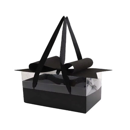 Clear Handheld Flower Gift Box Bow Fruit Flower Packaging Display Box Floral
