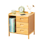 Bamboo Bedside Table with Drawer Sturdy Storage Organizer for Home Bedroom Use
