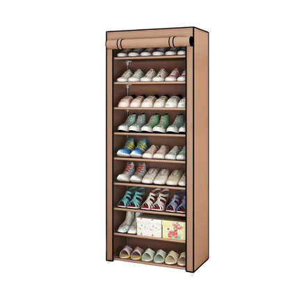 10 Tier Shoe Rack Stainless Steel Frame Non Woven Fabric for Shoe Storage Use