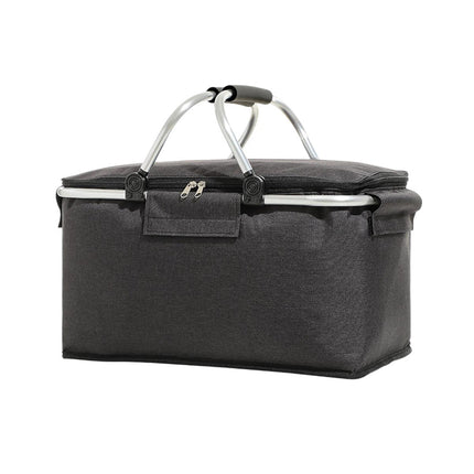 Folding Picnic Basket Insulated Cooler Bag Portable Outdoor Grocery Storage