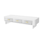Desktop Monitor Stand Riser 54x21x15cm 3 Drawer Storage White Black for Office