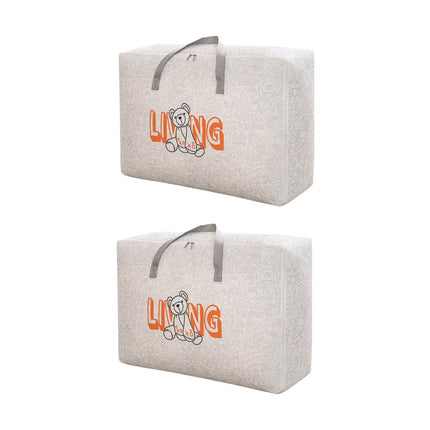2pcs Cartoon Bear Luggage Organizer Storage Bags Blanket Quilt Closet Box Set