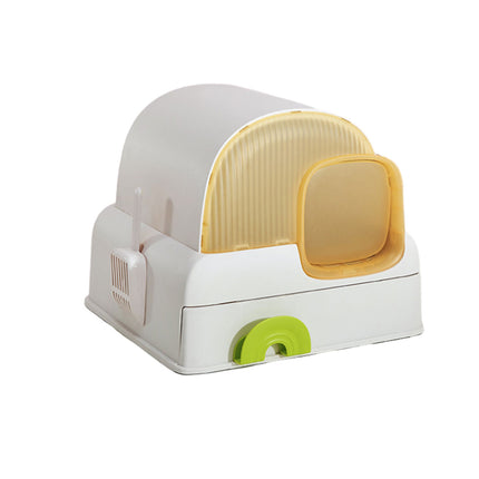 Fully Enclosed Cat Litter Box Cloud House Cat Toilet Odor Control Easy Cleaning