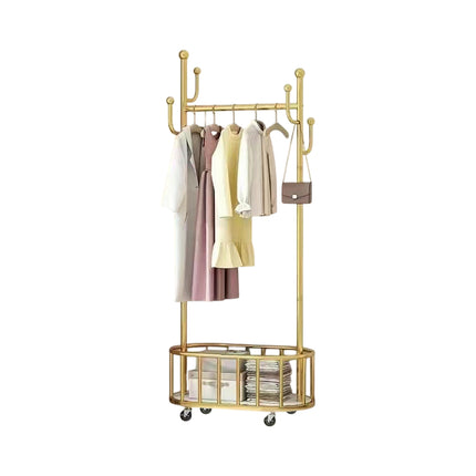 Home Floor Standing Movable Wheeled Hat Coat Rack Sturdy Durable Space Saving
