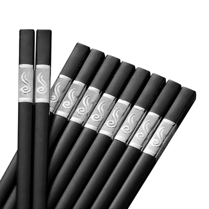 10Pairs Premium Fiberglass Reusable Chopsticks - Dishwasher Safe