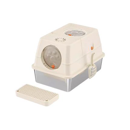 Cat Litter Box Fully Enclosed Flip Top Design Large Size Covered Toilet for Pets