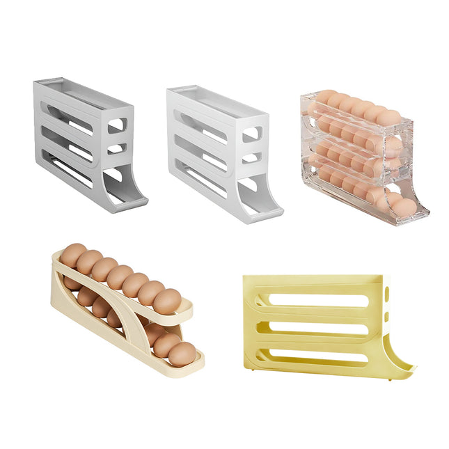 Automatic Scrolling Egg Holder 2/4-Tier Storage Box Container for Refrigerator
