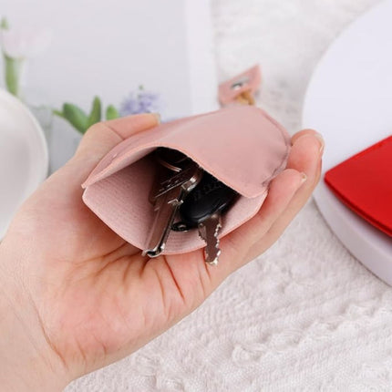 Leather Key Pouch With Pull Strap Case Holder Bag Ring Organizer House Car Keys