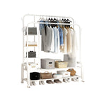 Double Row Floor-Standing Clothes Rack Space Saving for Bedroom Clothes Storage