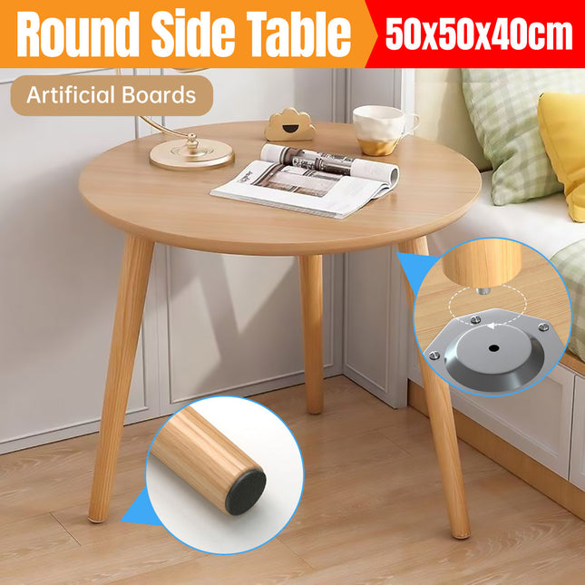 50x40cm Small Round Table Engineered Wood Side Table for Living Room or Bedroom