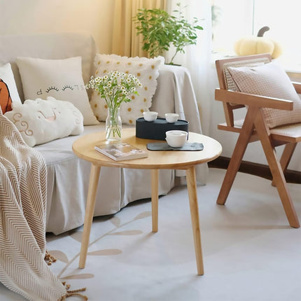 50x40cm Small Round Table Engineered Wood Side Table for Living Room or Bedroom