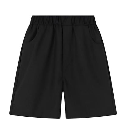 Black Kids Boys Summer Shorts Casual Sport Elastic Waist Pants Breathable Cotton - Aimall