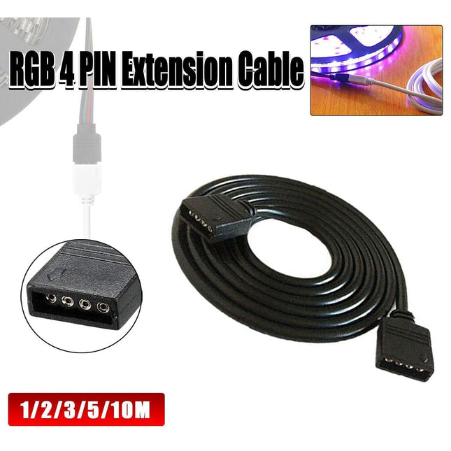 1-10M Black LED RGB Strip Extension Cable with 4-Pin Connector - Aimall