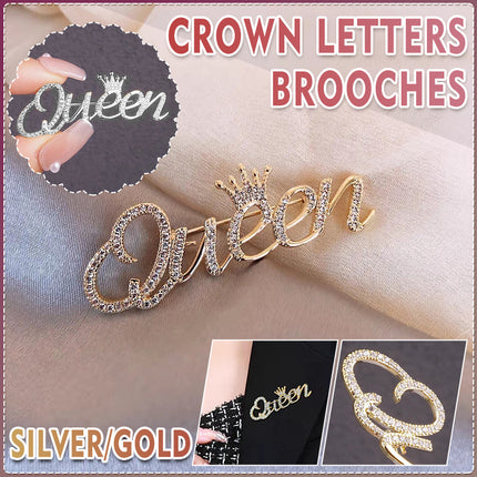 Rhinestone Queen Crown Brooch Alloy Pin Silver Gold for Clothing Accessories