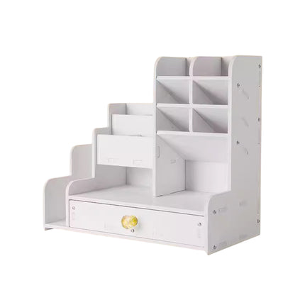 Desktop Stationery Organiser Rack with Side Bookend Drawer for Pens Markers