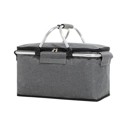 Folding Picnic Basket Insulated Cooler Bag Portable Outdoor Grocery Storage