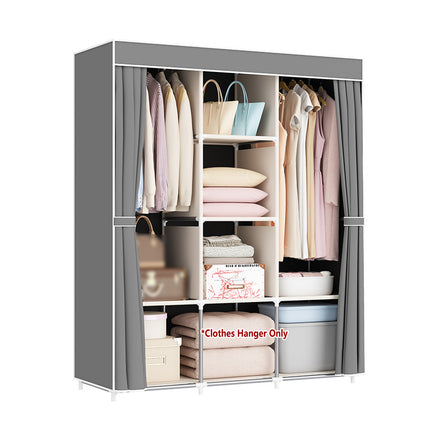 Simple Wardrobe with Dustproof Curtain Space Saving Stable Durable for Home Use