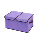 Large Foldable Cotton Linen Double Lid Storage Box Clothing Organizer for Dormitory