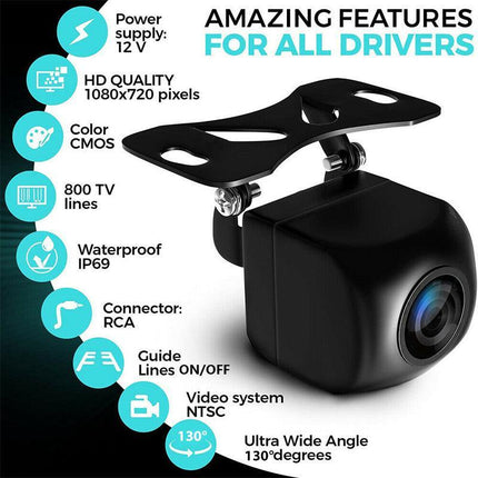 130° Car Rear View Reverse Backup Parking Camera Hd Night Vision Waterproof Cmos - Aimall