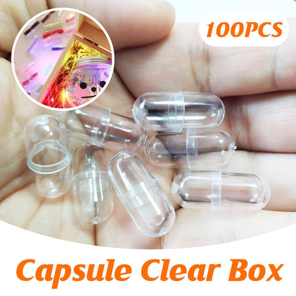 100pcs Transparent Capsule Shell Plastic Empty Storage Box DIY Filling Case
