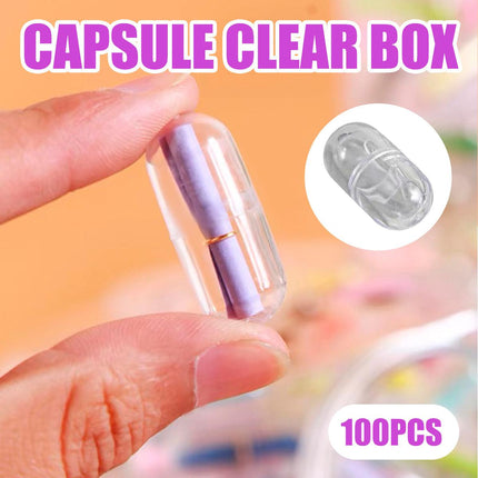 100pcs Transparent Capsule Shell Plastic Empty Storage Box DIY Filling Case