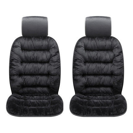 2PCS Winter Thickened Plush Car Seat Cushion Warm Soft Non Slip for Most Car
