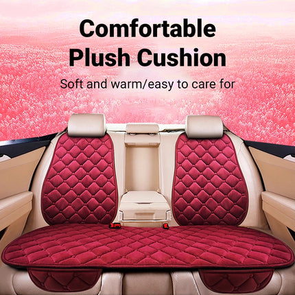 Universal Plush Car Seat Cushion Set Winter Warm 5-Seat Backrest Waist Support