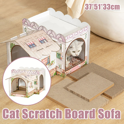 Cat Scratcher Bed Sofa Style Cardboard Lounge Pad Indoor Cats Sleeping Playing