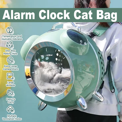 Large Capacity Alarm Clock Shaped Cat Backpack Pet Carrier for Cats Outdoor Use