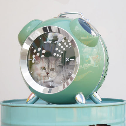 Large Capacity Alarm Clock Shaped Cat Backpack Pet Carrier for Cats Outdoor Use