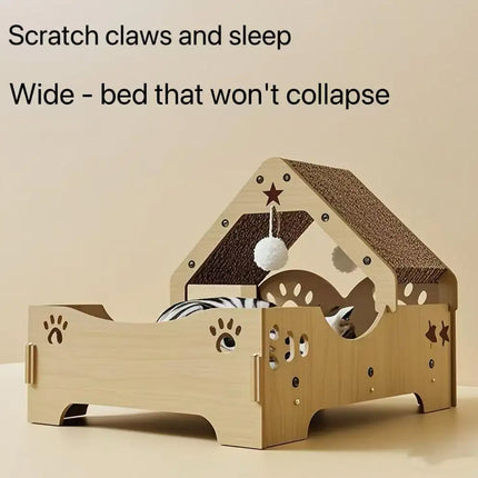 Cat Scratching Post Nest Combo Vertical Claw Pad Furniture Protector Toy Bed