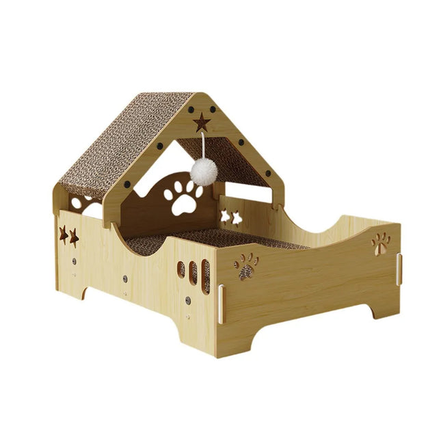 Cat Scratching Post Nest Combo Vertical Claw Pad Furniture Protector Toy Bed