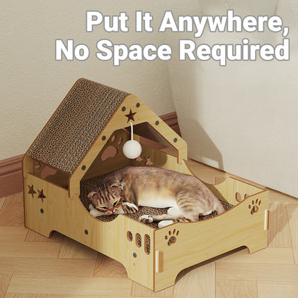 Cat Scratching Post Nest Combo Vertical Claw Pad Furniture Protector Toy Bed