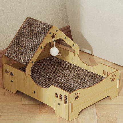 Cat Scratching Post Nest Combo Vertical Claw Pad Furniture Protector Toy Bed