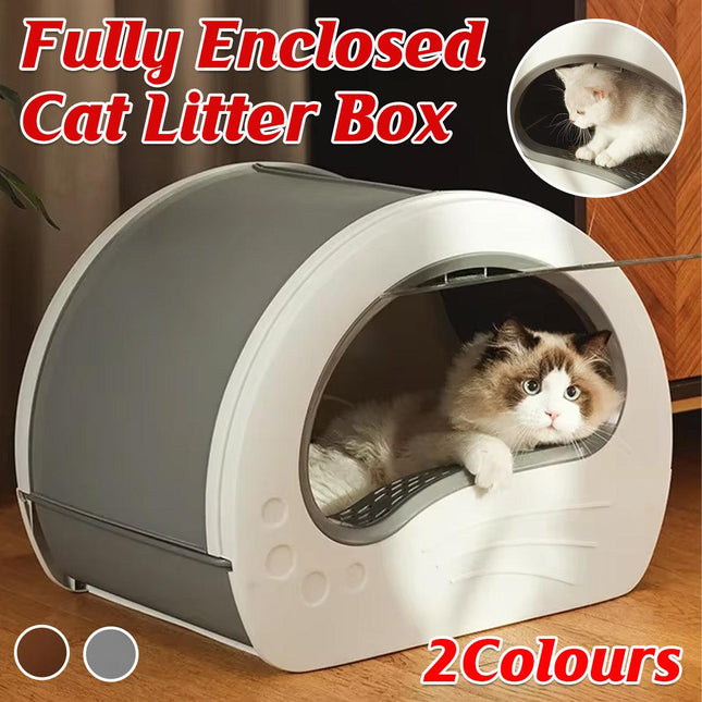 Large Fully Enclosed Cat Litter Box Pet Toilet Odour Control Easy Clean Tray