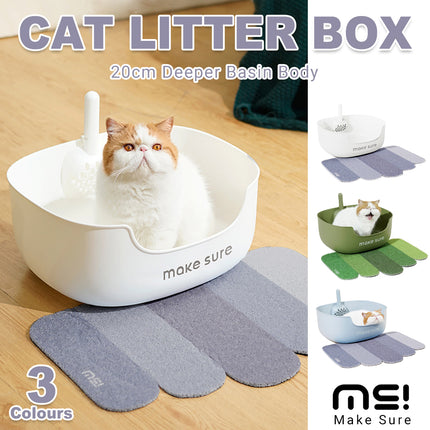 Open Litter Box for Large Cats Toilet Cat Litter Pan Kitten Plastic Litter Tray