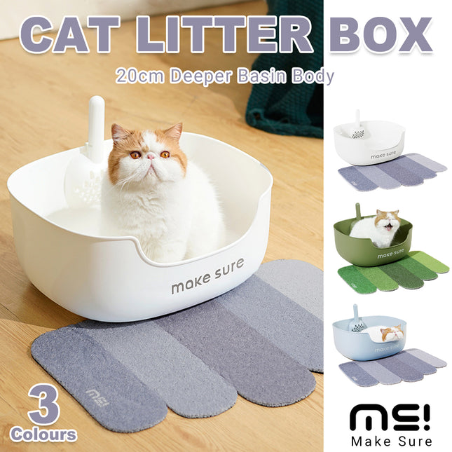 Open Litter Box for Large Cats Toilet Cat Litter Pan Kitten Plastic Litter Tray