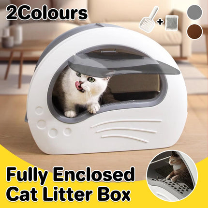 Large Fully Enclosed Cat Litter Box Pet Toilet Odour Control Easy Clean Tray